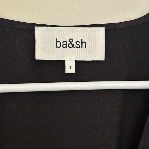 Ba&sh Women's Iris Dress Size 4 Small True Wrap Black Long Sleeve Midi Cocktail - Picture 6 of 12